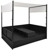 VidaXL Tuinbed met luifel 190x130 cm poly rattan zwart