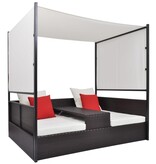 VidaXL Tuinbed met luifel 190x130 cm poly rattan bruin