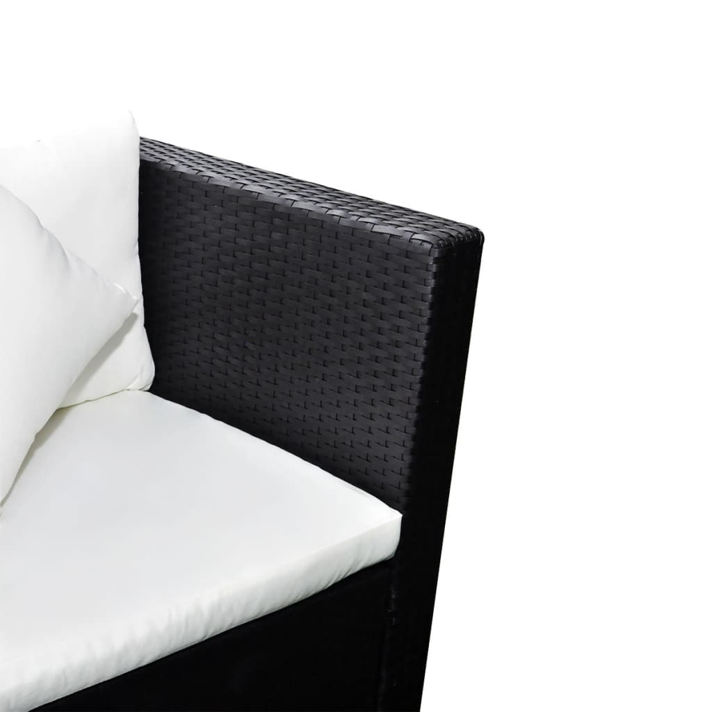 VidaXL 4-delige Loungeset met kussens poly rattan zwart