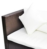 VidaXL 4-delige Loungeset met kussens poly rattan bruin
