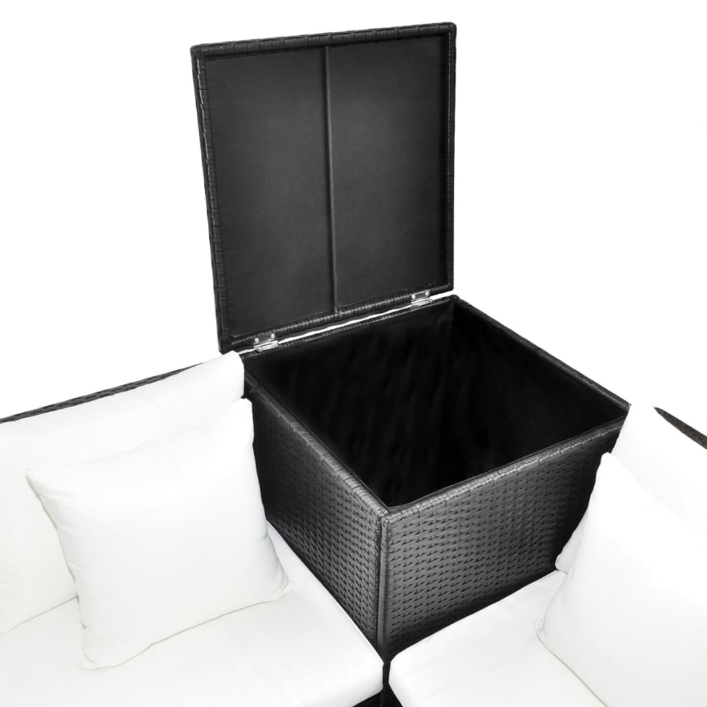 VidaXL 4-delige Loungeset met kussens poly rattan zwart