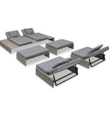 VidaXL 5-delige Loungeset met kussens poly rattan grijs