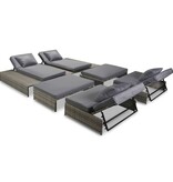 VidaXL 5-delige Loungeset met kussens poly rattan grijs