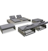 VidaXL 5-delige Loungeset met kussens poly rattan grijs