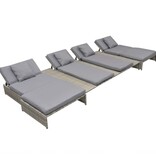 VidaXL 5-delige Loungeset met kussens poly rattan grijs