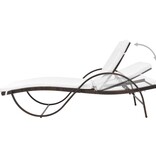 VidaXL Ligbed met kussen en tafel poly rattan bruin