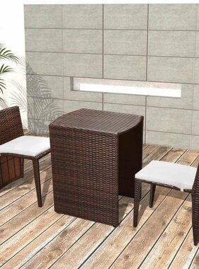 VidaXL 3-delige Bistroset met kussens poly rattan bruin