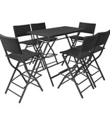 VidaXL 7-delige Tuinset inklapbaar staal poly rattan zwart