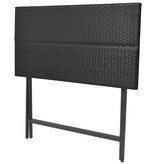 VidaXL 7-delige Tuinset inklapbaar staal poly rattan zwart