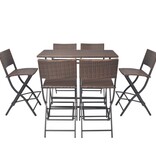 VidaXL 7-delige Tuinset inklapbaar staal poly rattan bruin