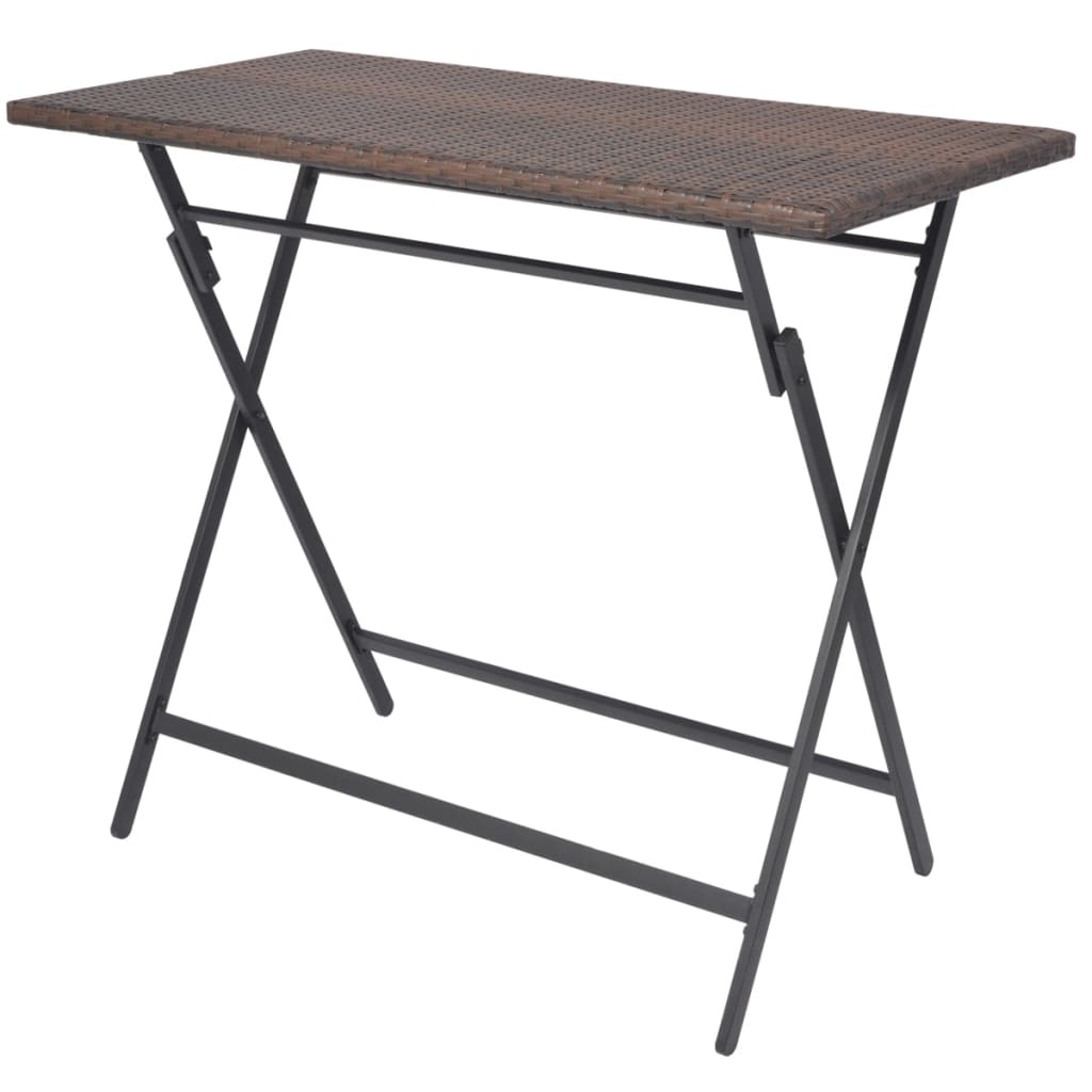 VidaXL 7-delige Tuinset inklapbaar staal poly rattan bruin