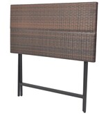 VidaXL 7-delige Tuinset inklapbaar staal poly rattan bruin
