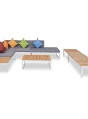 VidaXL 5-delige Loungeset met kussens aluminium en HKC