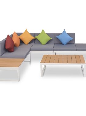 VidaXL 4-delige Loungeset met kussens aluminium en HKC
