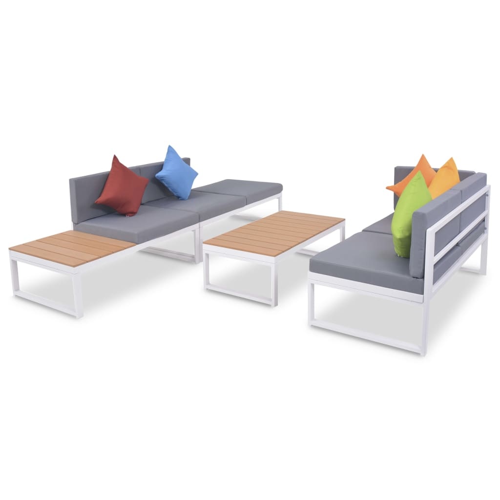 VidaXL 4-delige Loungeset met kussens aluminium en HKC