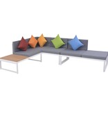 VidaXL 4-delige Loungeset met kussens aluminium en HKC