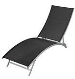 VidaXL Ligbed staal en textileen zwart