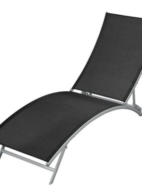 VidaXL Ligbed staal en textileen zwart