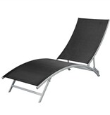 VidaXL Ligbed staal en textileen zwart