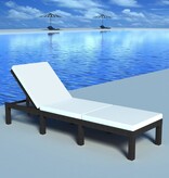 VidaXL Ligbed met kussen poly rattan zwart