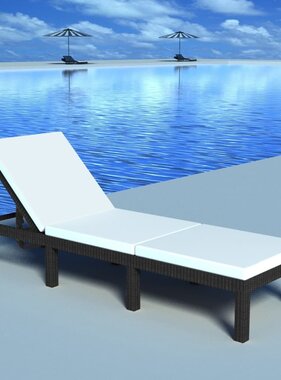 VidaXL Ligbed met kussen poly rattan zwart