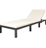 VidaXL Ligbed met kussen poly rattan zwart