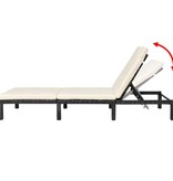 VidaXL Ligbed met kussen poly rattan zwart