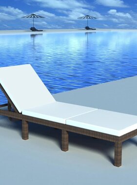 VidaXL Ligbed met kussen poly rattan bruin