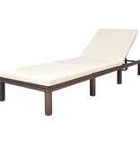 VidaXL Ligbed met kussen poly rattan bruin