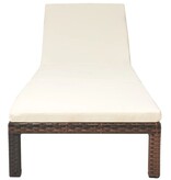 VidaXL Ligbed met kussen poly rattan bruin