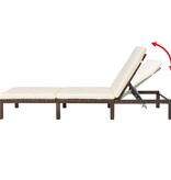 VidaXL Ligbed met kussen poly rattan bruin