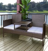 VidaXL Tuinbank 2-zits met tafeltje poly rattan bruin