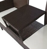 VidaXL Tuinbank 2-zits met tafeltje poly rattan bruin