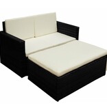 VidaXL 2-delige Loungeset met kussens poly rattan zwart