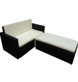 VidaXL 2-delige Loungeset met kussens poly rattan zwart