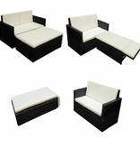 VidaXL 2-delige Loungeset met kussens poly rattan zwart