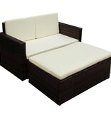VidaXL 2-delige Loungeset met kussens poly rattan bruin