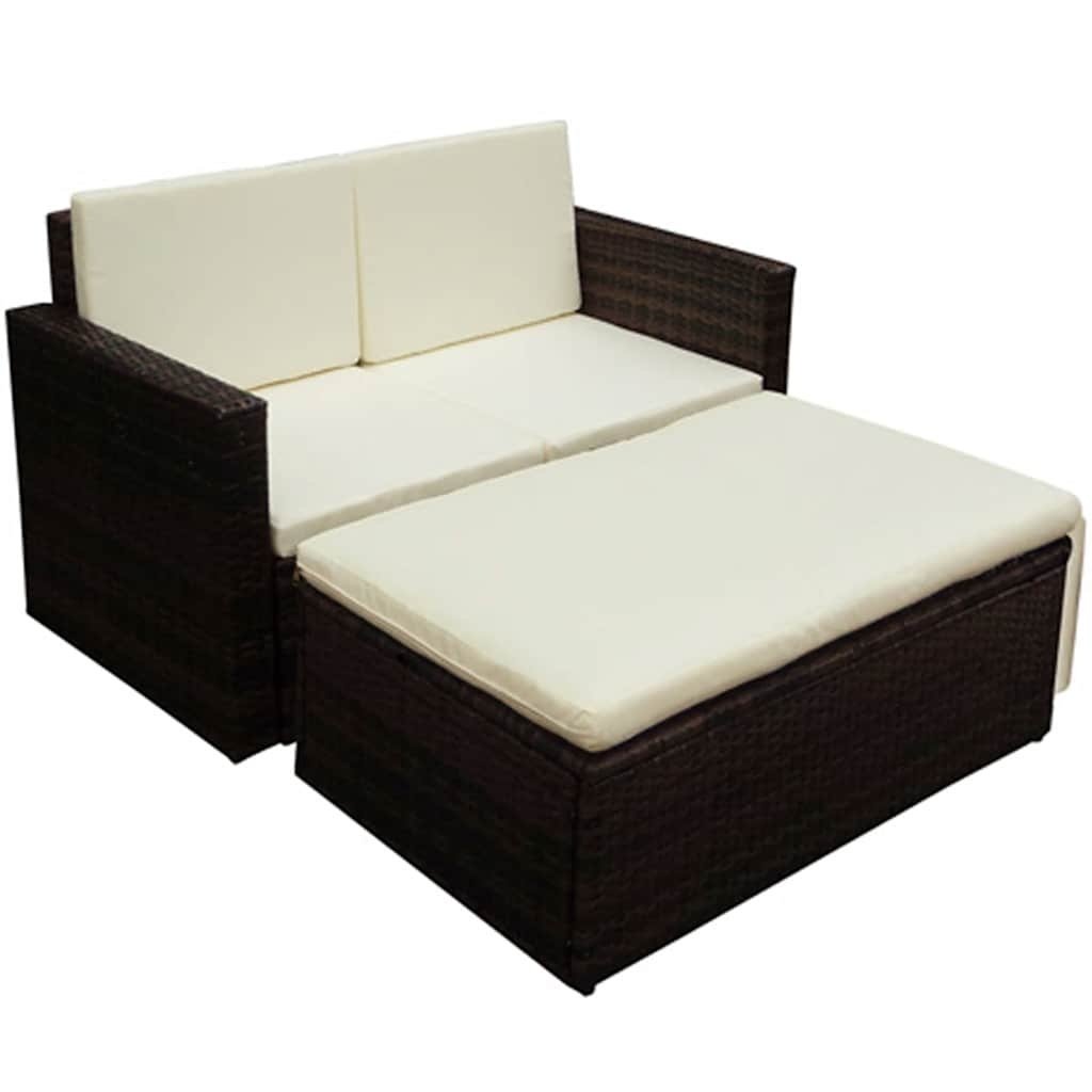 VidaXL 2-delige Loungeset met kussens poly rattan bruin