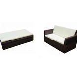 VidaXL 2-delige Loungeset met kussens poly rattan bruin