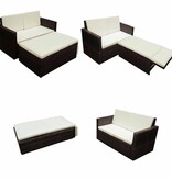 VidaXL 2-delige Loungeset met kussens poly rattan bruin