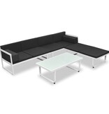 VidaXL 4-delige Loungeset met kussens aluminium zwart