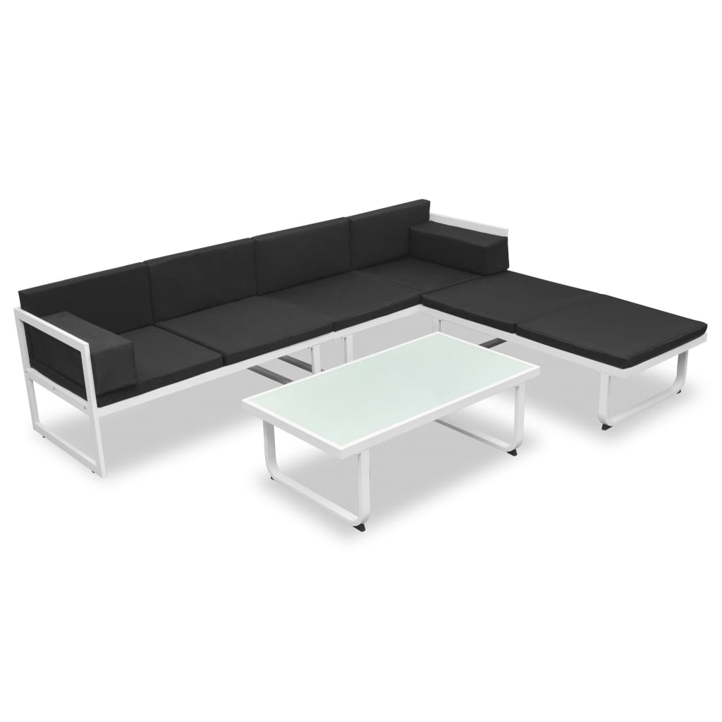 VidaXL 4-delige Loungeset met kussens aluminium zwart