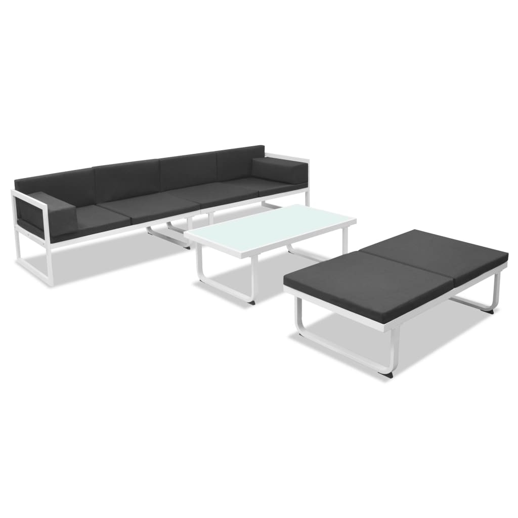 VidaXL 4-delige Loungeset met kussens aluminium zwart