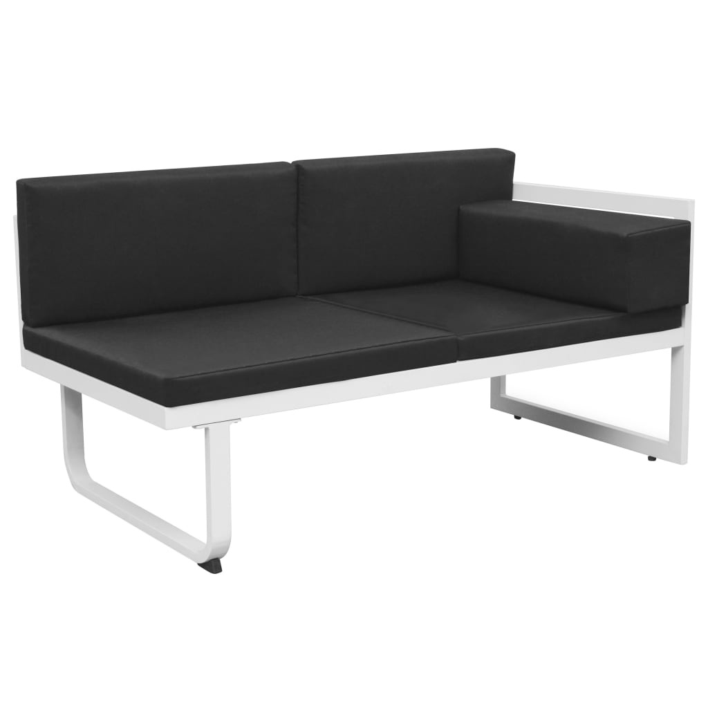 VidaXL 4-delige Loungeset met kussens aluminium zwart