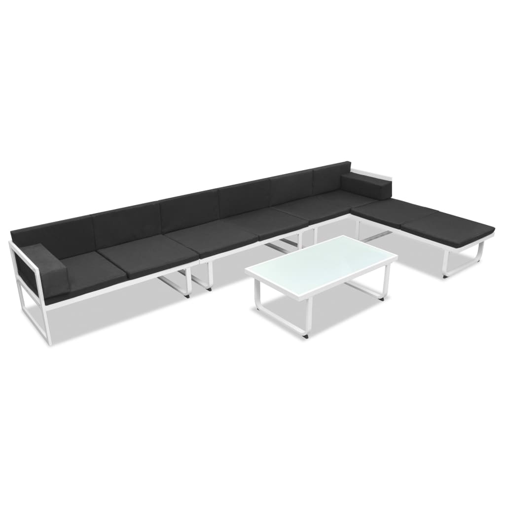 VidaXL 5-delige Loungeset textileen aluminium zwart