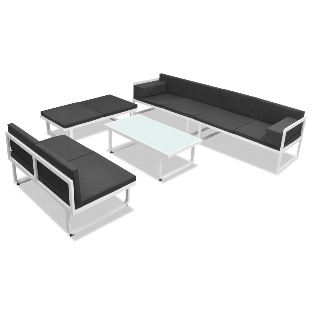 VidaXL 5-delige Loungeset textileen aluminium zwart