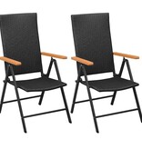 VidaXL Tuinstoelen stapelbaar 2 st poly rattan zwart
