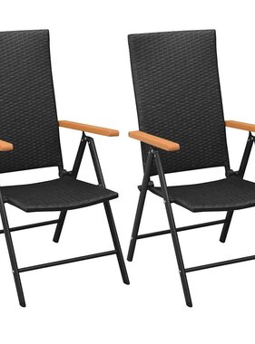 VidaXL Tuinstoelen stapelbaar 2 st poly rattan zwart