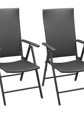 VidaXL Tuinstoelen stapelbaar 2 st poly rattan zwart