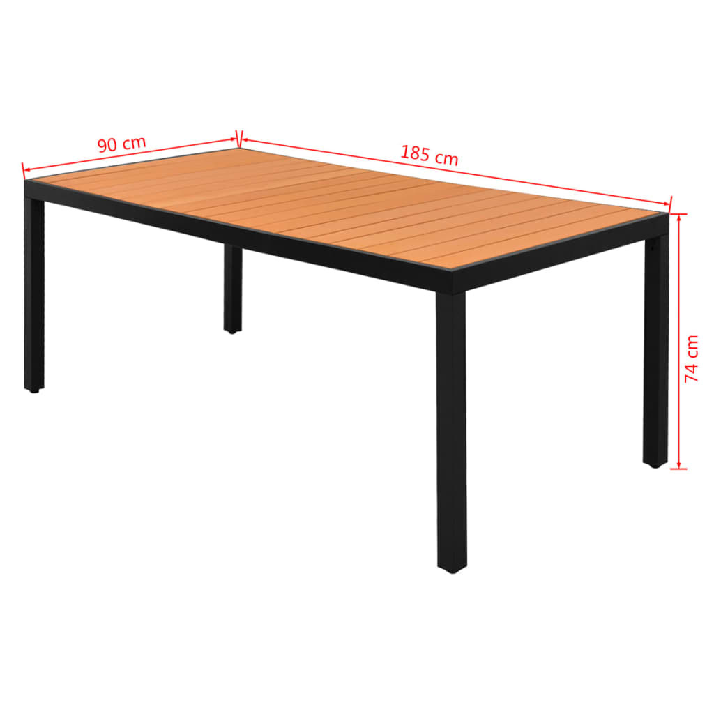 VidaXL Tuintafel 185x90x74 cm aluminium en HKC bruin